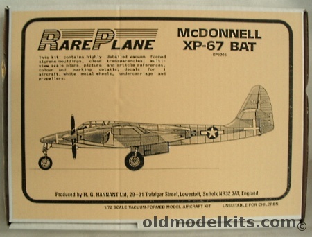 Rareplane 1/72 McDonnell XP-67 Bat, RP6005 plastic model kit